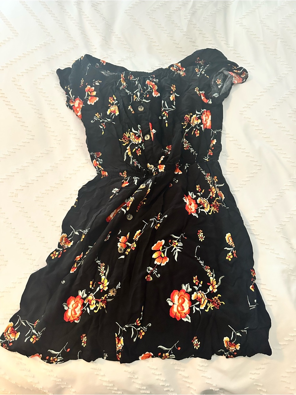 J for Justify Black Floral Button-Front Midi Dress